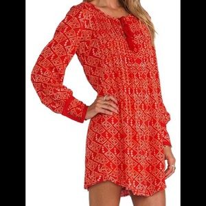 Free People bright orange long sleeved mini dress